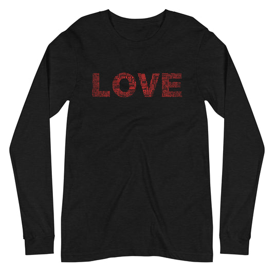 Long Sleeve T-Shirt - Love & Peace - Red on Black