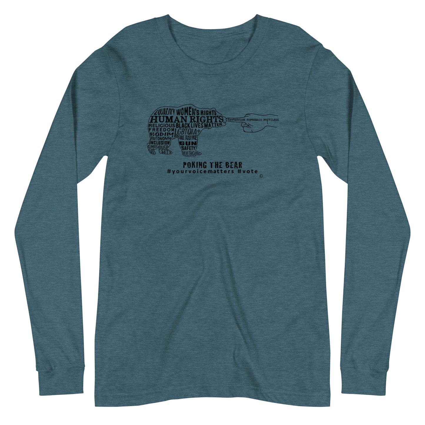 Long Sleeve T-Shirt - Poking the Bear - Black Design with Hashtags