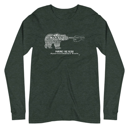 Long Sleeve T-Shirt - Poking the Bear - White Design with Hashtags