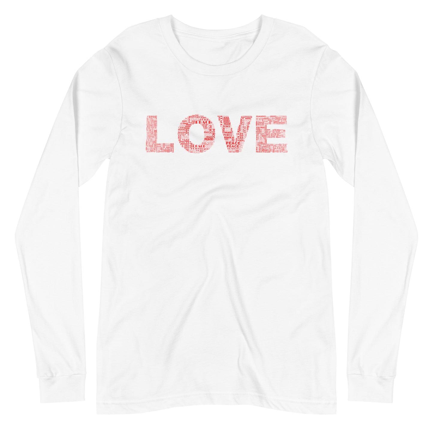 Long Sleeve T-Shirt - Love & Peace - Red on White