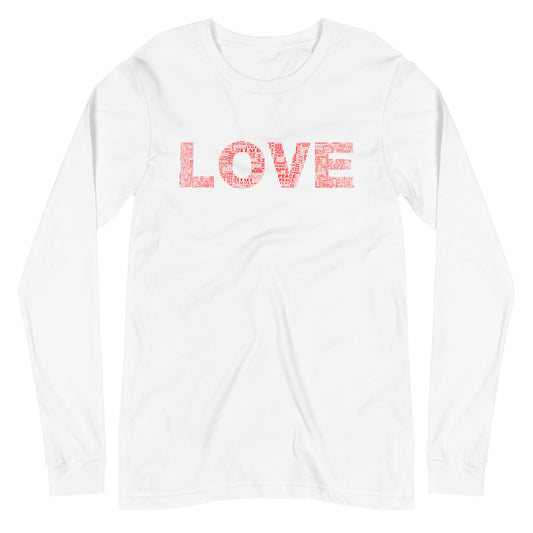 Long Sleeve T-Shirt - Love & Peace - Red on White