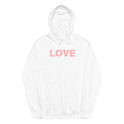 Hoodie - Love & Peace - Red on White