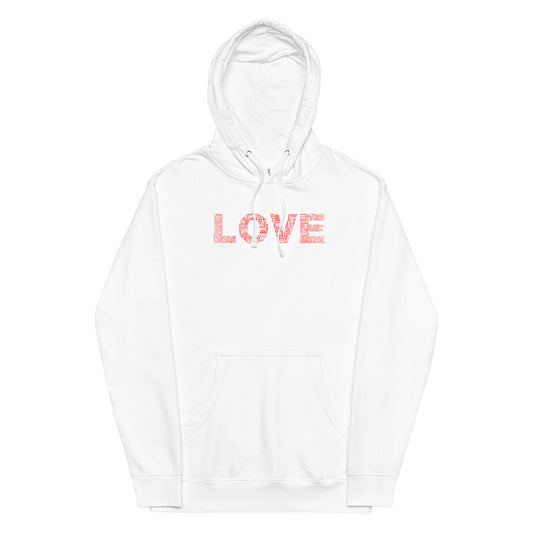 Hoodie - Love & Peace - Red on White