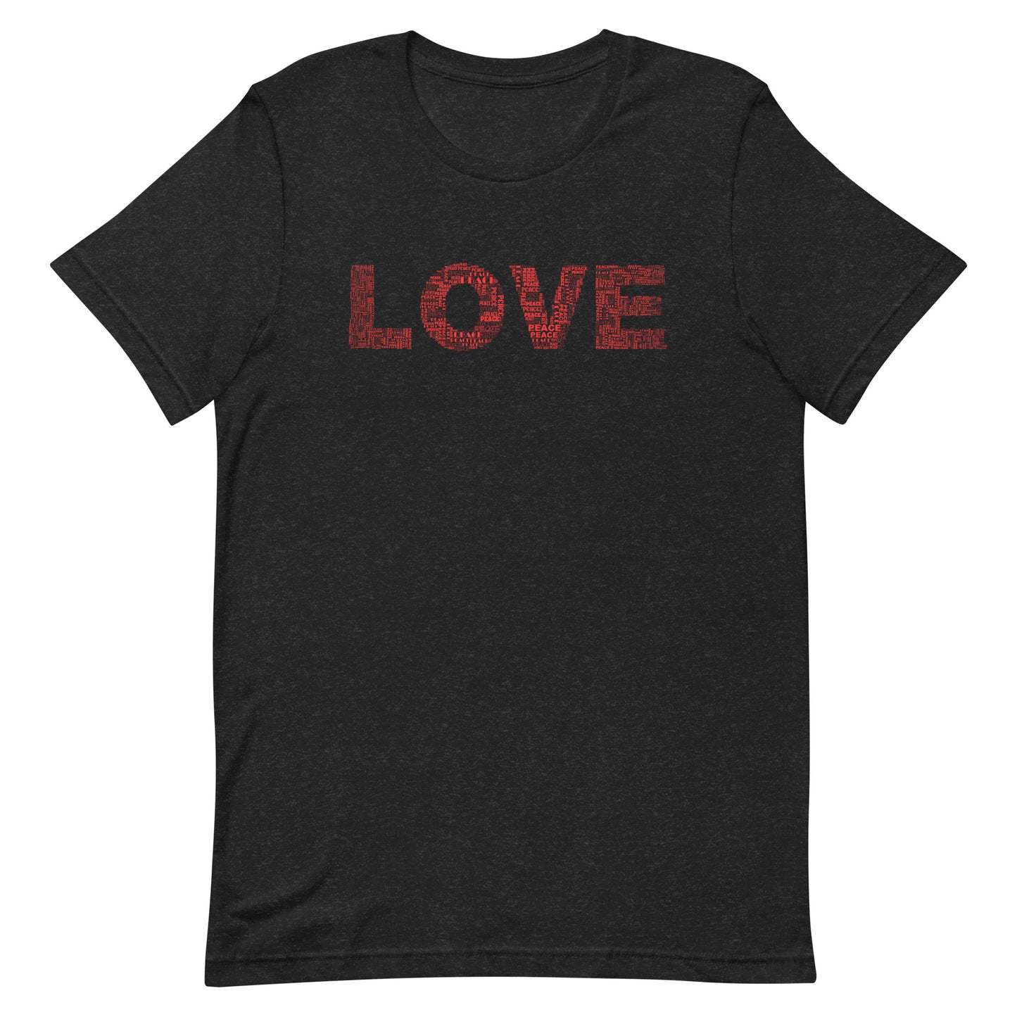 Short Sleeve T-Shirt - Love & Peace - Red on Black