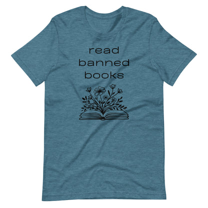 Short Sleeve T-Shirt - Read Banned Books - Book & Floral Design