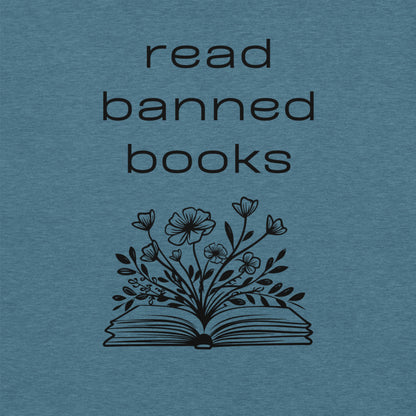 Short Sleeve T-Shirt - Read Banned Books - Book & Floral Design