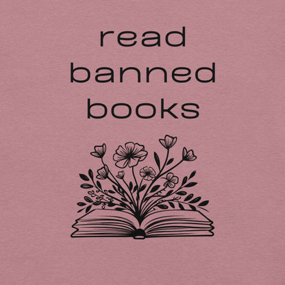 Short Sleeve T-Shirt - Read Banned Books - Book & Floral Design