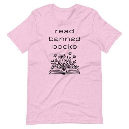 Short Sleeve T-Shirt - Read Banned Books - Book & Floral Design