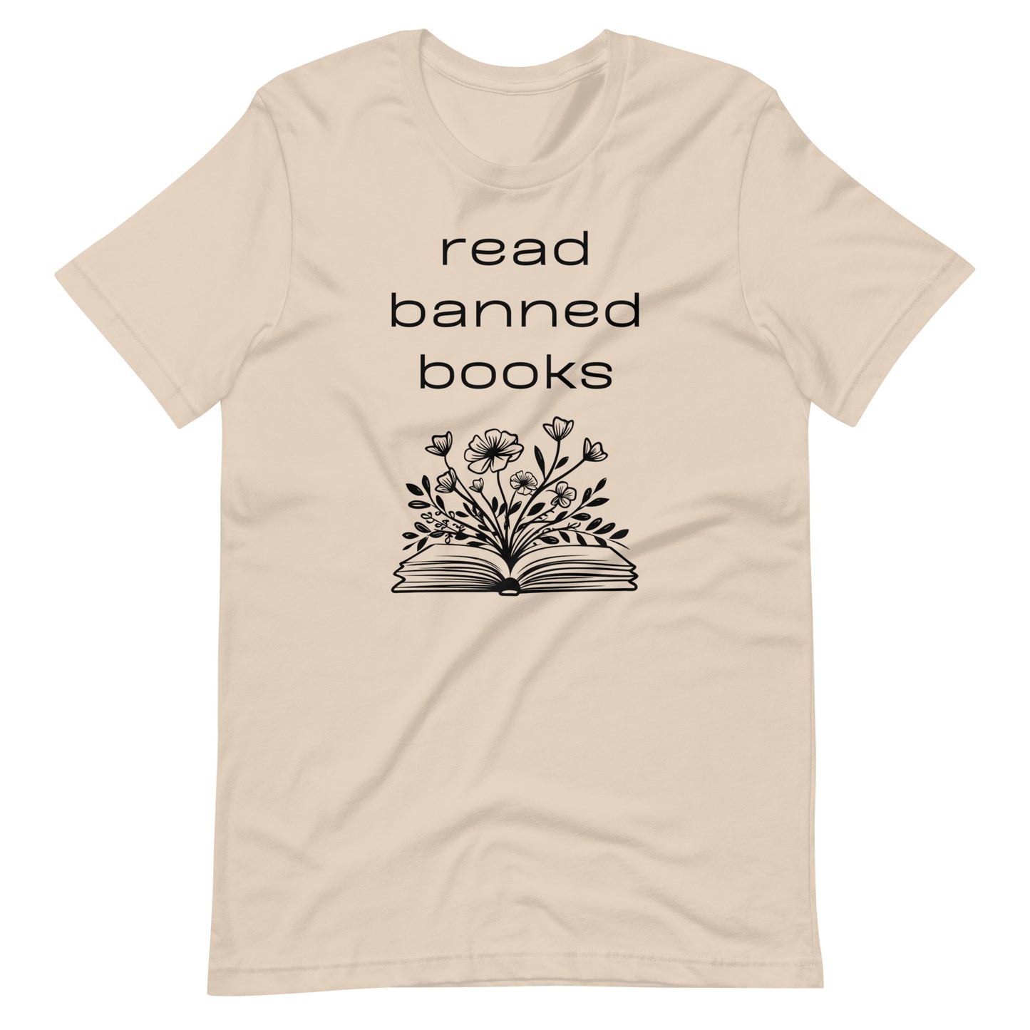 Short Sleeve T-Shirt - Read Banned Books - Book & Floral Design