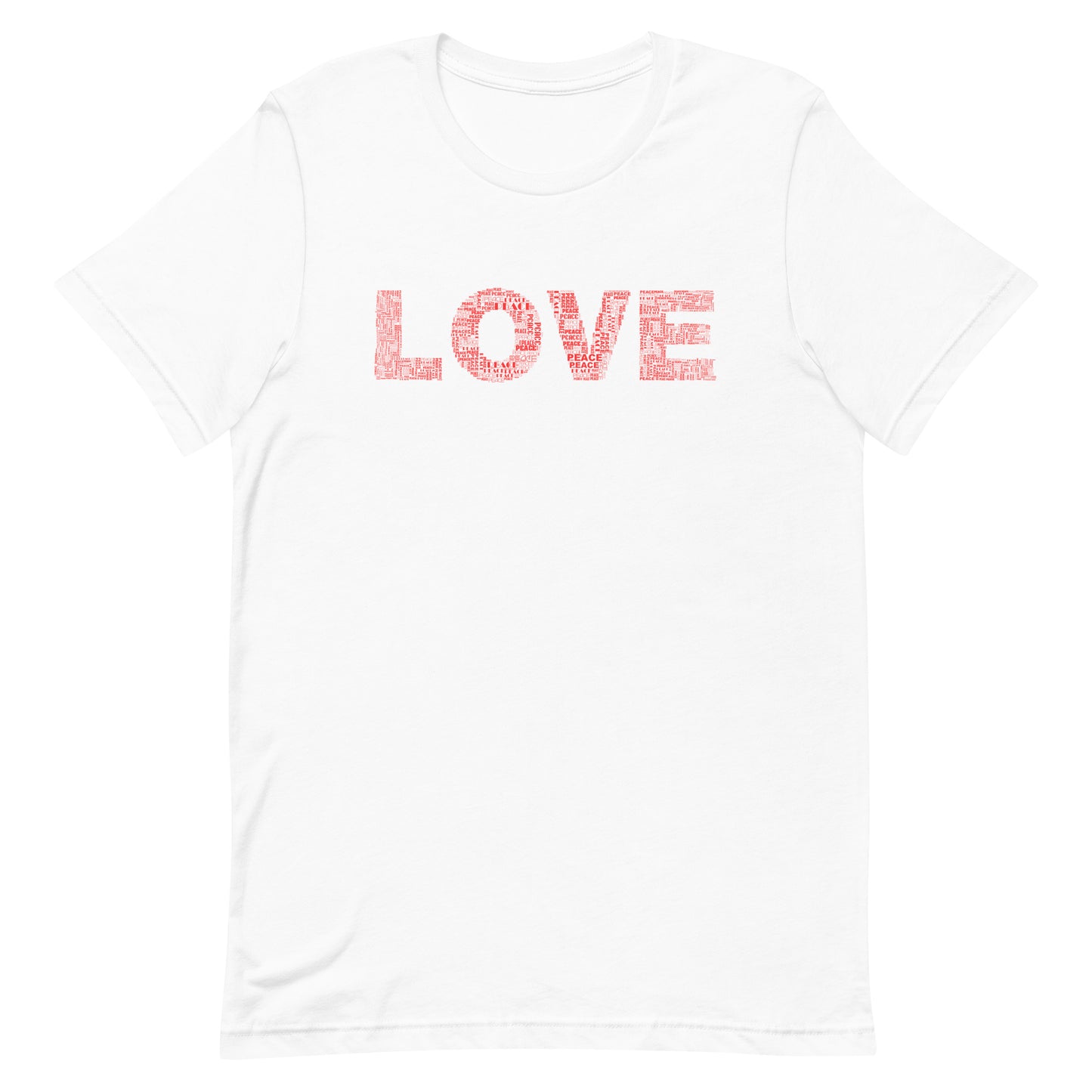 Short Sleeve T-Shirt - Love & Peace - Red on White