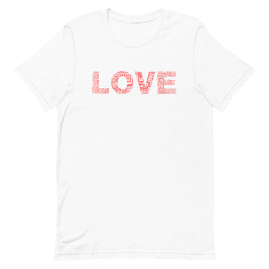 Short Sleeve T-Shirt - Love & Peace - Red on White