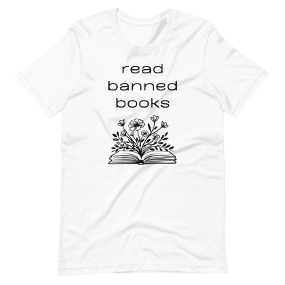 Short Sleeve T-Shirt - Read Banned Books - Book & Floral Design