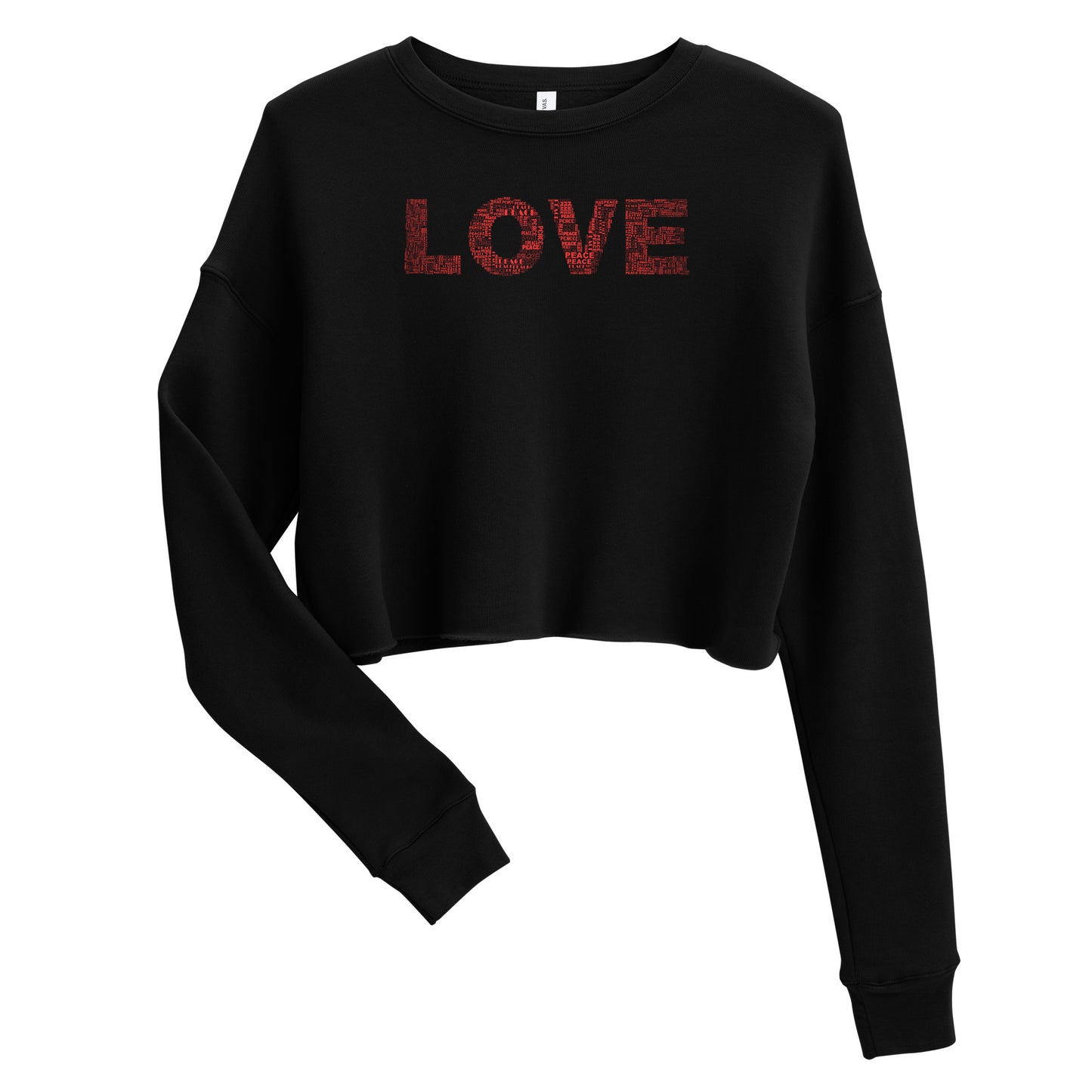 Crop Sweatshirt - Love & Peace - Red on Black Design