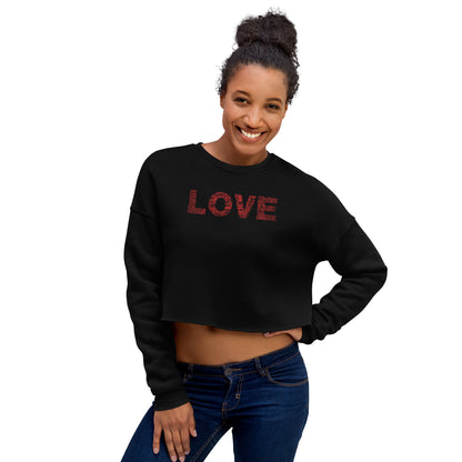 Crop Sweatshirt - Love & Peace - Red on Black Design