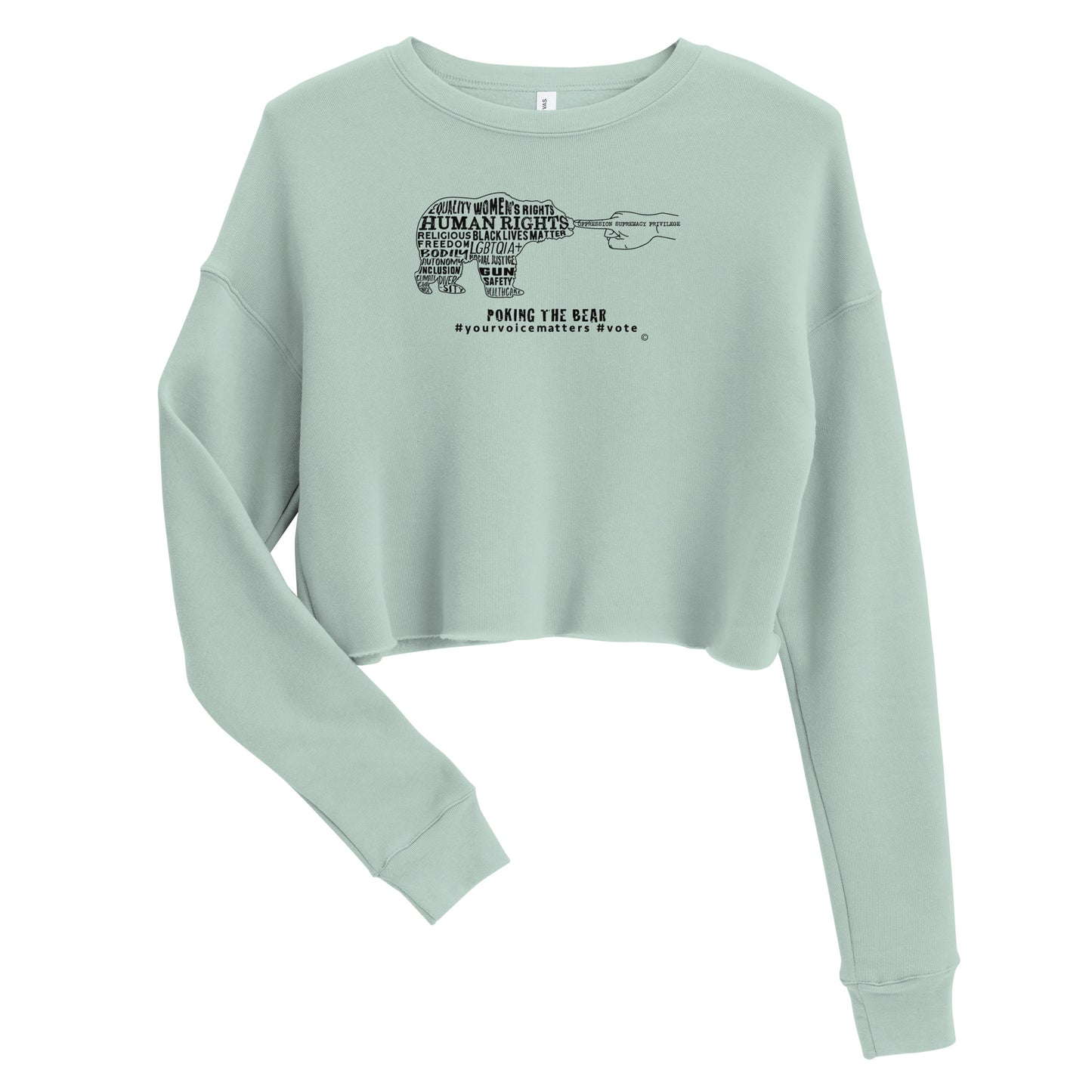 Crop Sweatshirt - Poking the Bear - Black Design with Hashtags