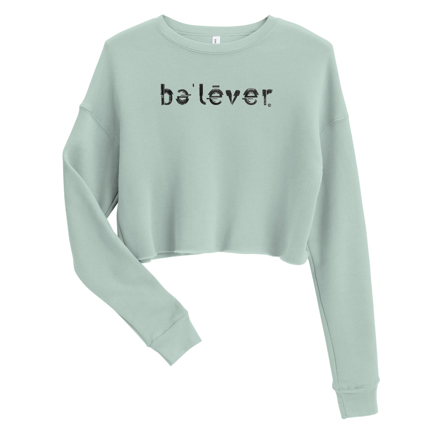 Crop Sweatshirt - believer - Black Design