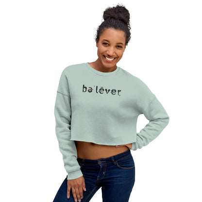 Crop Sweatshirt - believer - Black Design