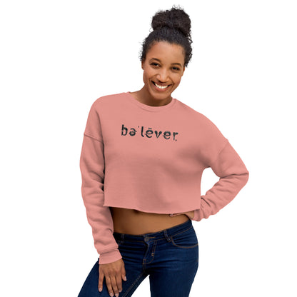 Crop Sweatshirt - believer - Black Design