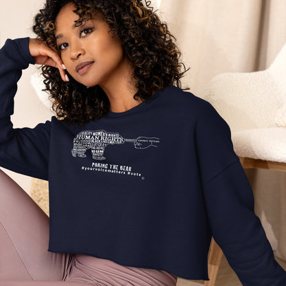 Crop Sweatshirt - Poking the Bear - White Design with Hashtags