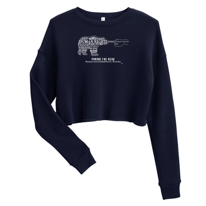 Crop Sweatshirt - Poking the Bear - White Design with Hashtags