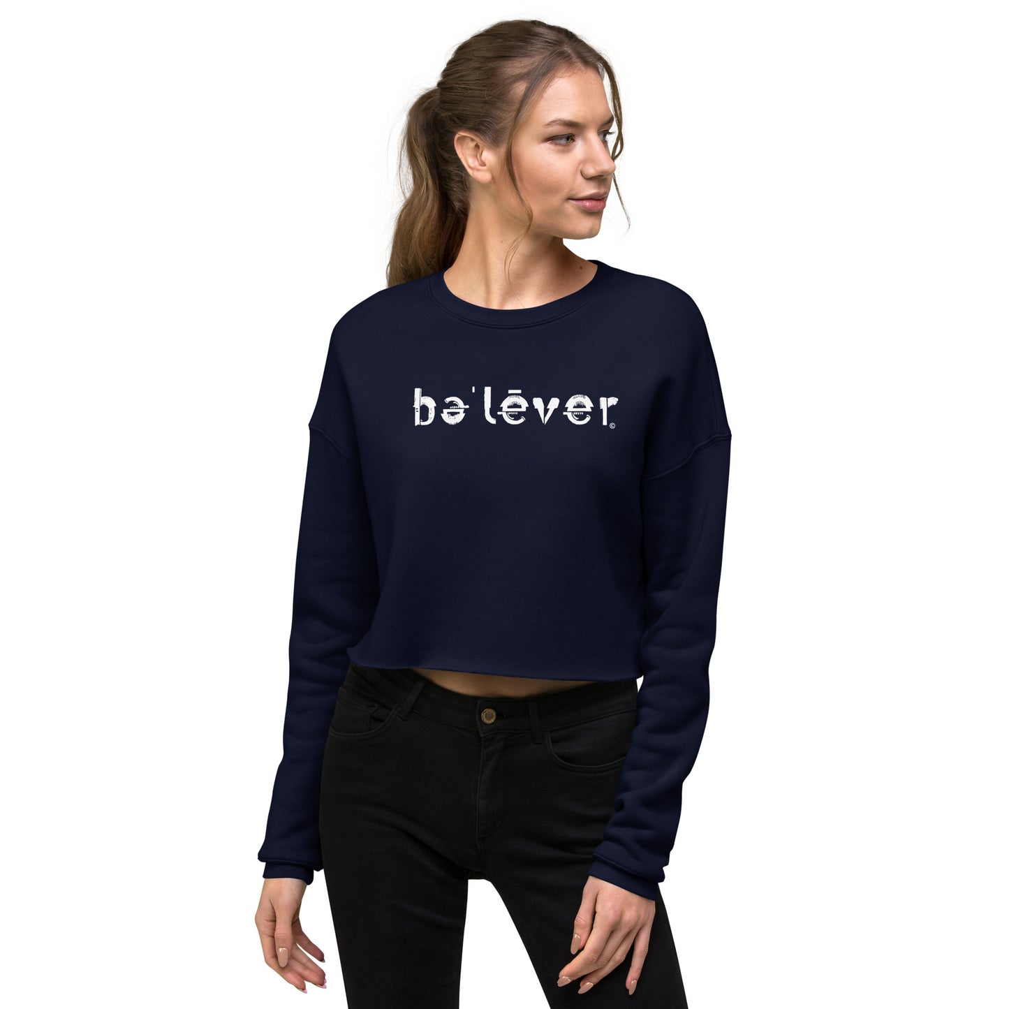 Crop Sweatshirt - believer - White Design