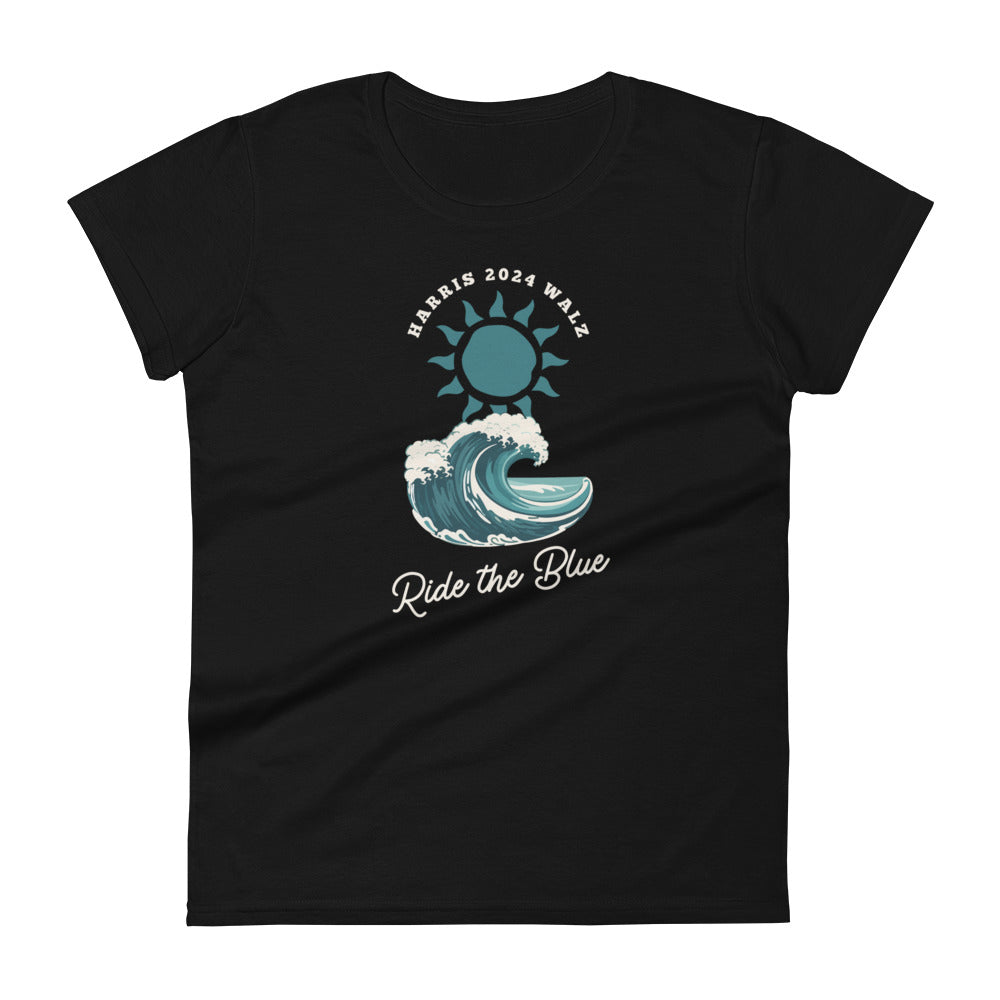 Fashion Fit Fitted T-Shirt - Ride the Blue - White Design