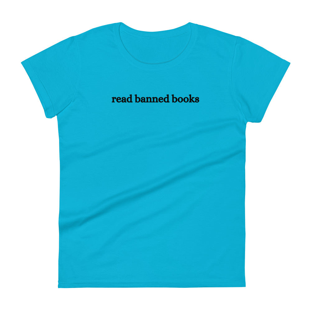 Fashion Fit Fitted T-Shirts - Read Banned Books - Black Design