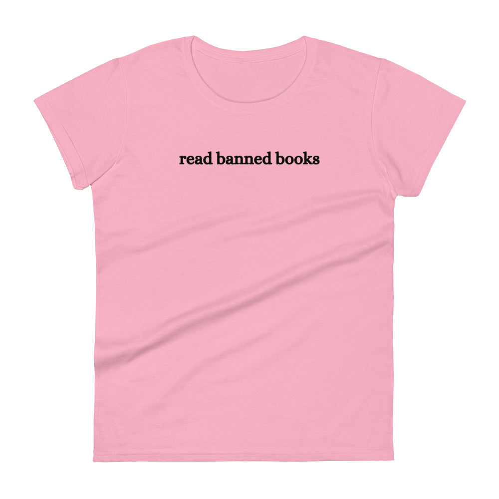 Fashion Fit Fitted T-Shirts - Read Banned Books - Black Design