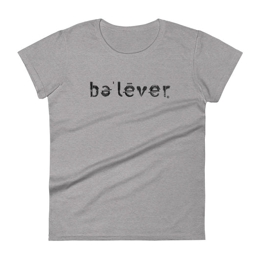 Fashion Fit Fitted T-Shirt - believer - Black Design