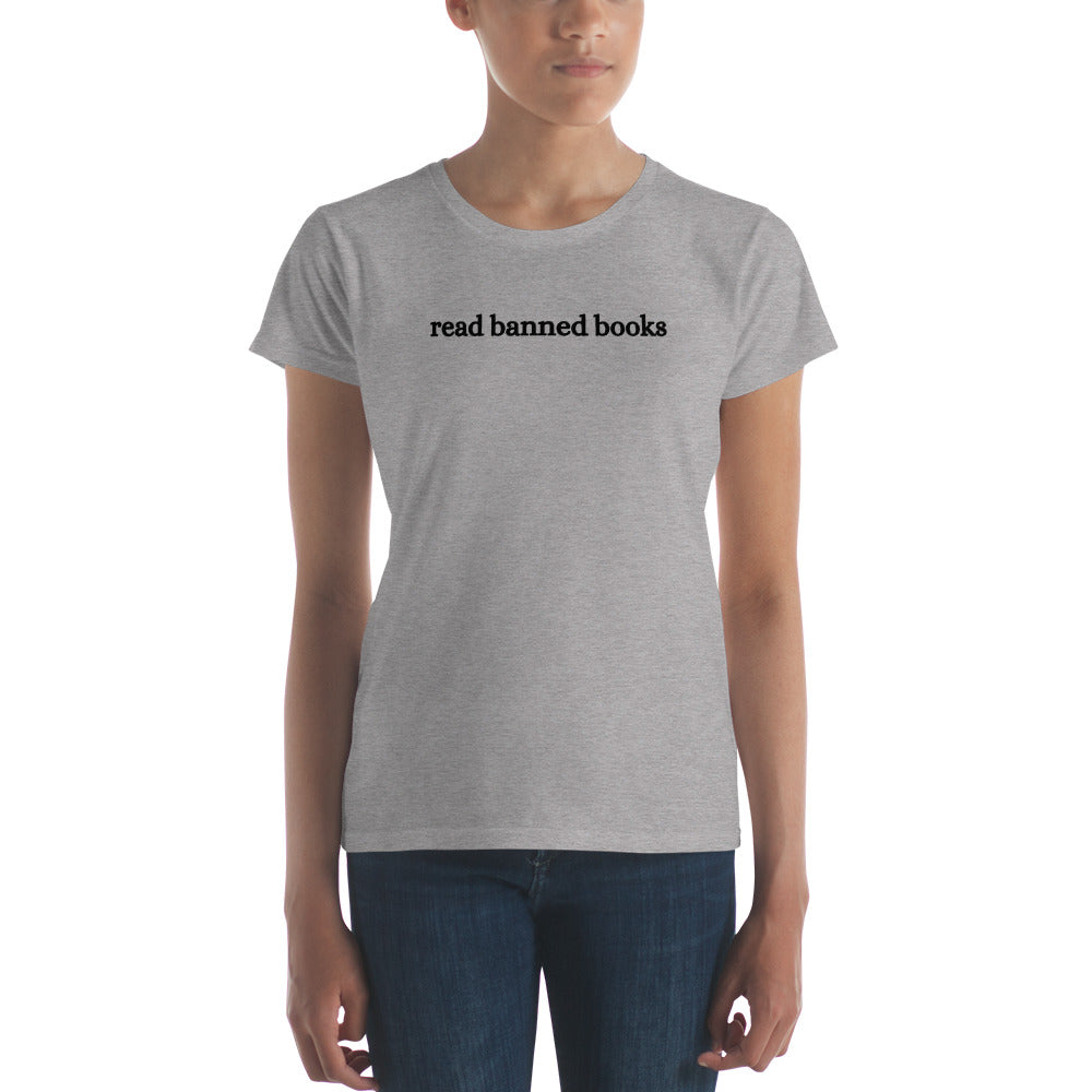 Fashion Fit Fitted T-Shirts - Read Banned Books - Black Design