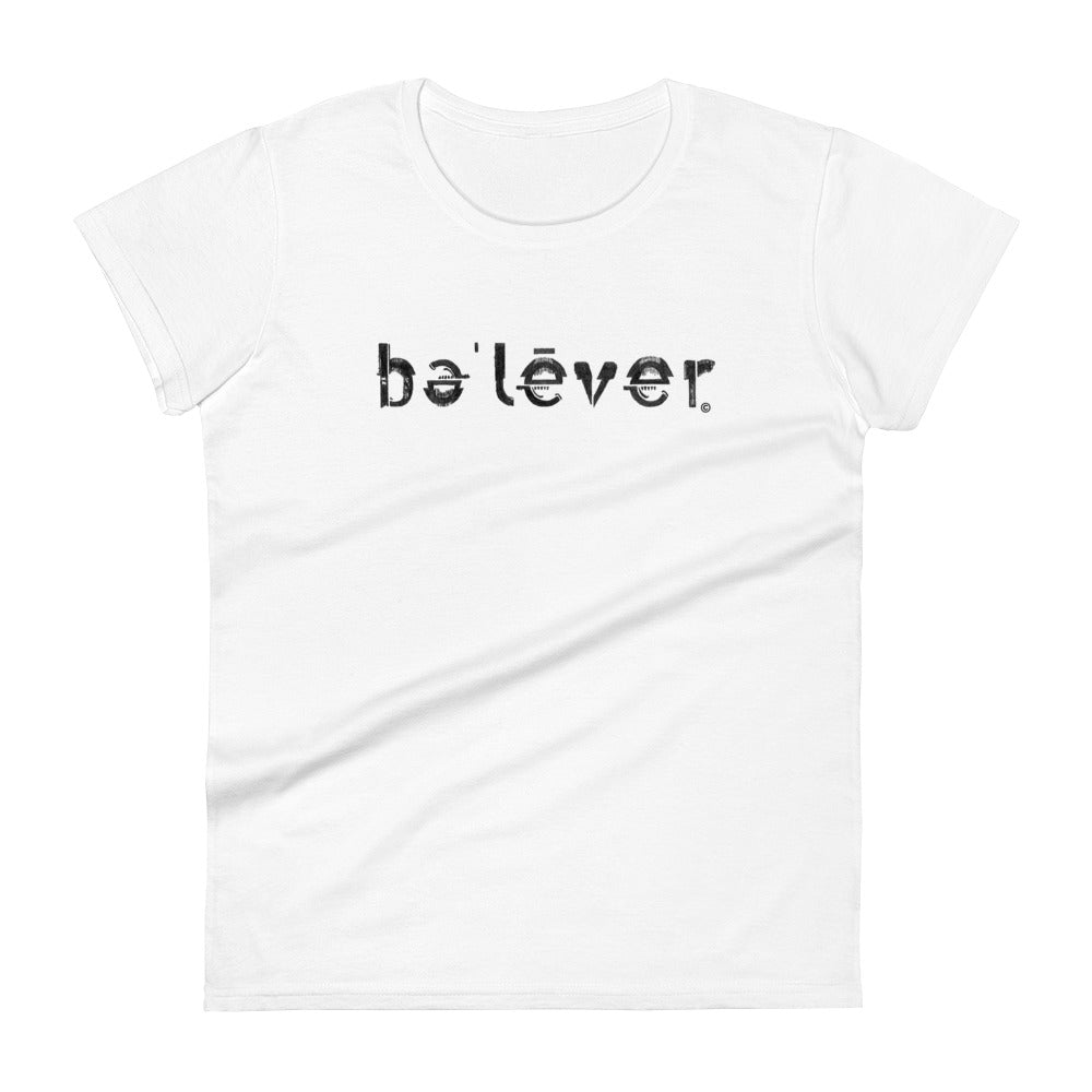 Fashion Fit Fitted T-Shirt - believer - Black Design