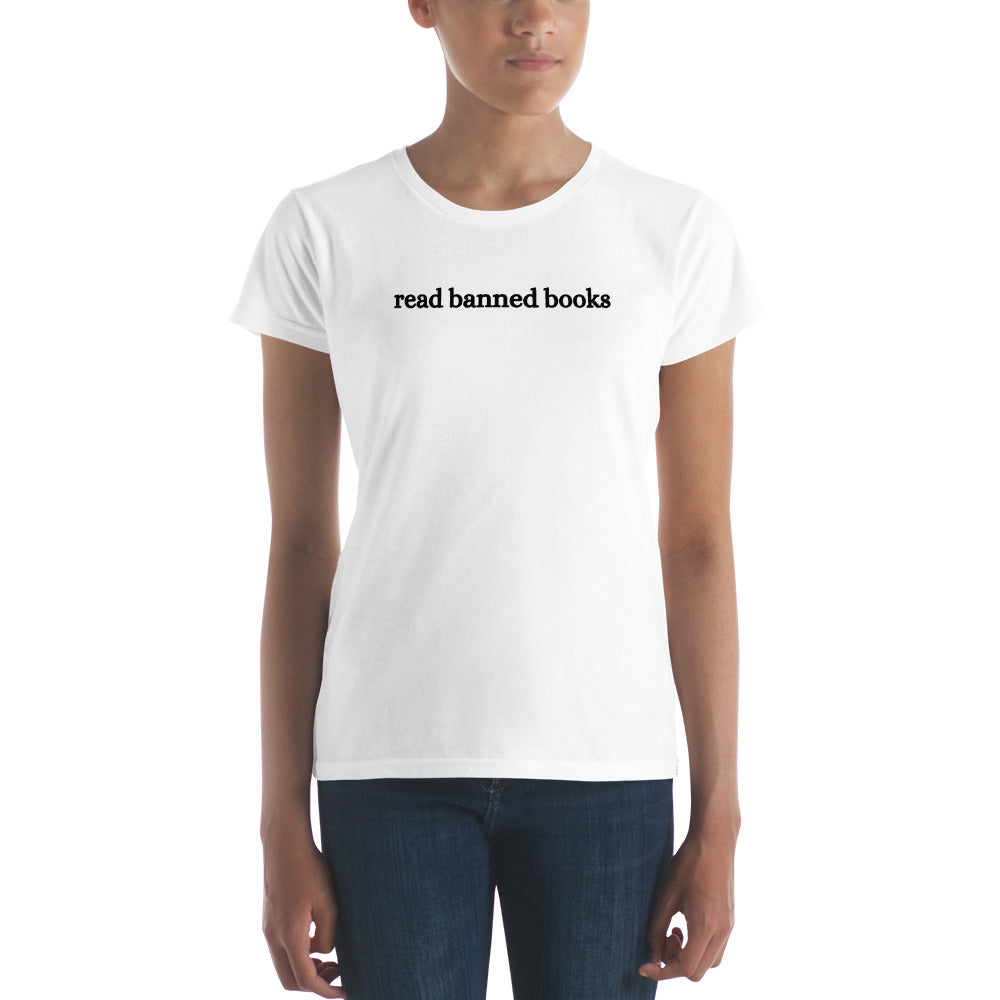 Fashion Fit Fitted T-Shirts - Read Banned Books - Black Design