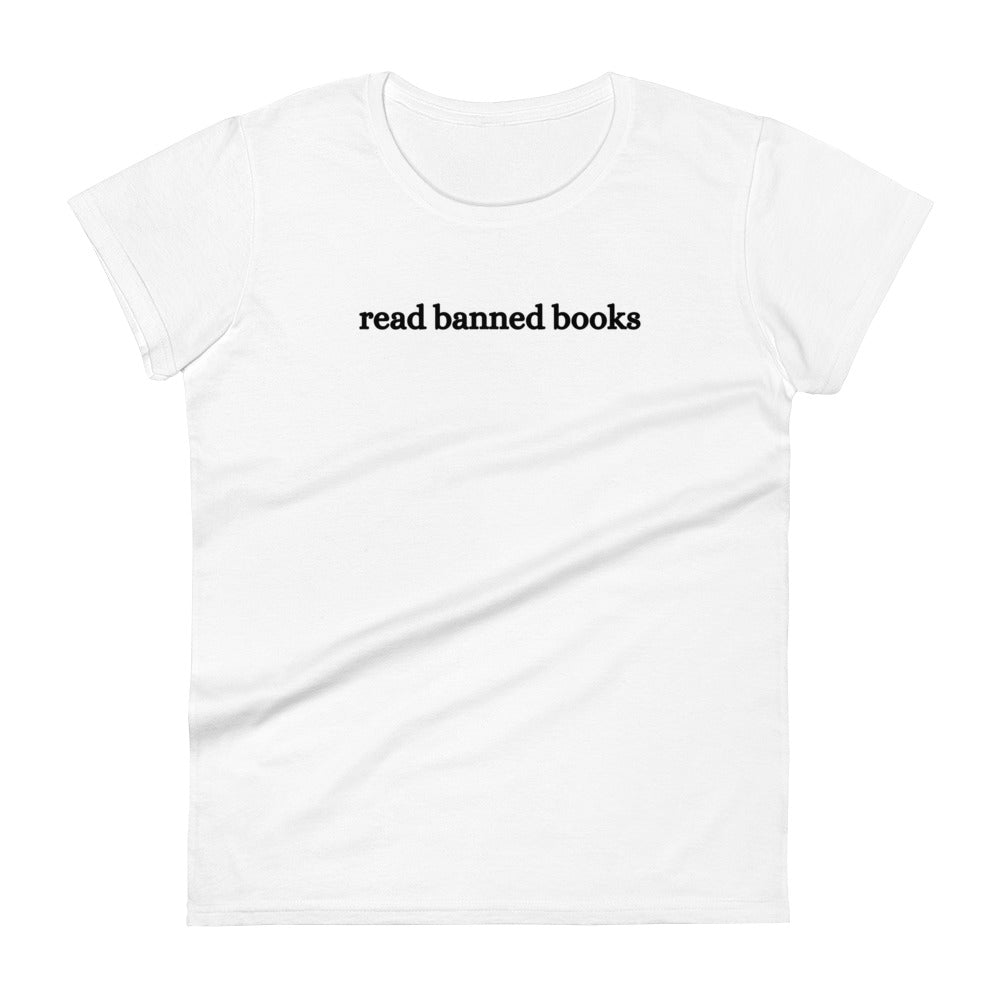 Fashion Fit Fitted T-Shirts - Read Banned Books - Black Design