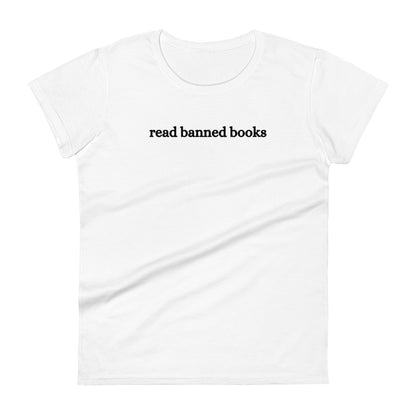 Fashion Fit Fitted T-Shirts - Read Banned Books - Black Design