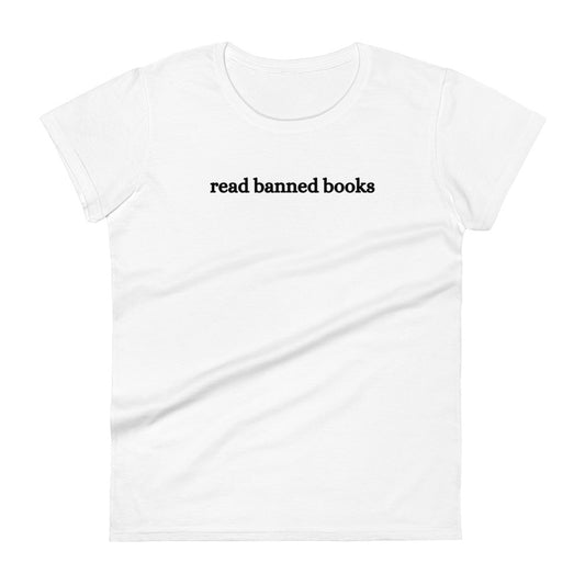 Fashion Fit Fitted T-Shirts - Read Banned Books - Black Design