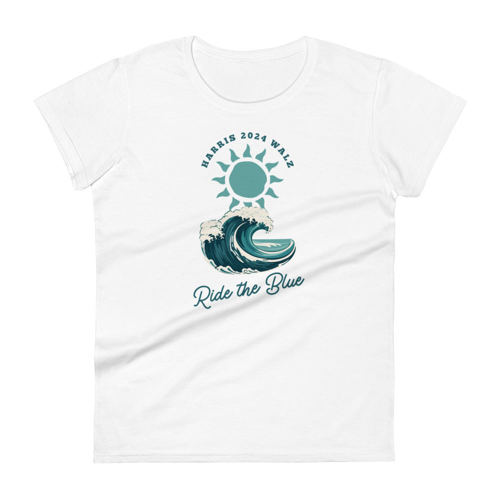 Fashion Fit Fitted T-Shirt - Ride the Blue - Blue Design