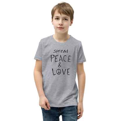 Youth Short Sleeve T-Shirt - Spread Peace & Love - Black Design