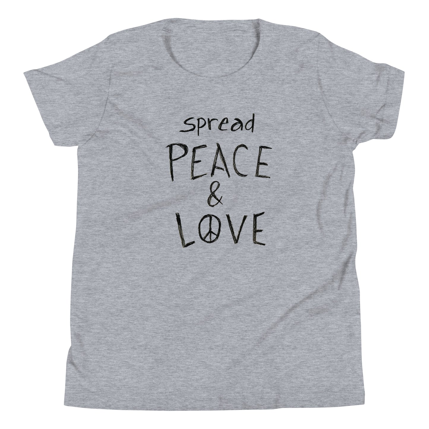 Youth Short Sleeve T-Shirt - Spread Peace & Love - Black Design