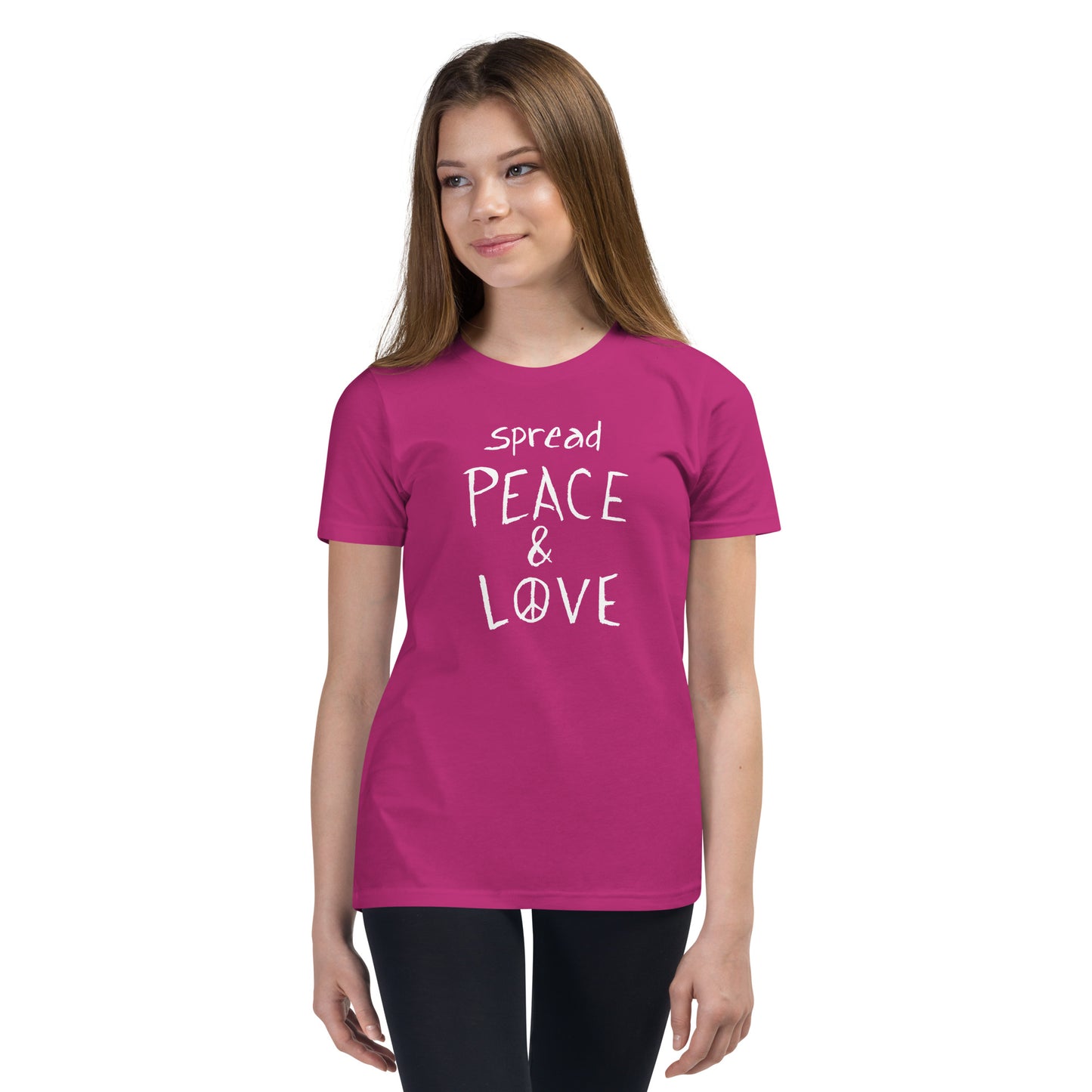 Youth Short Sleeve T-Shirt - Spread Peace & Love - White Design