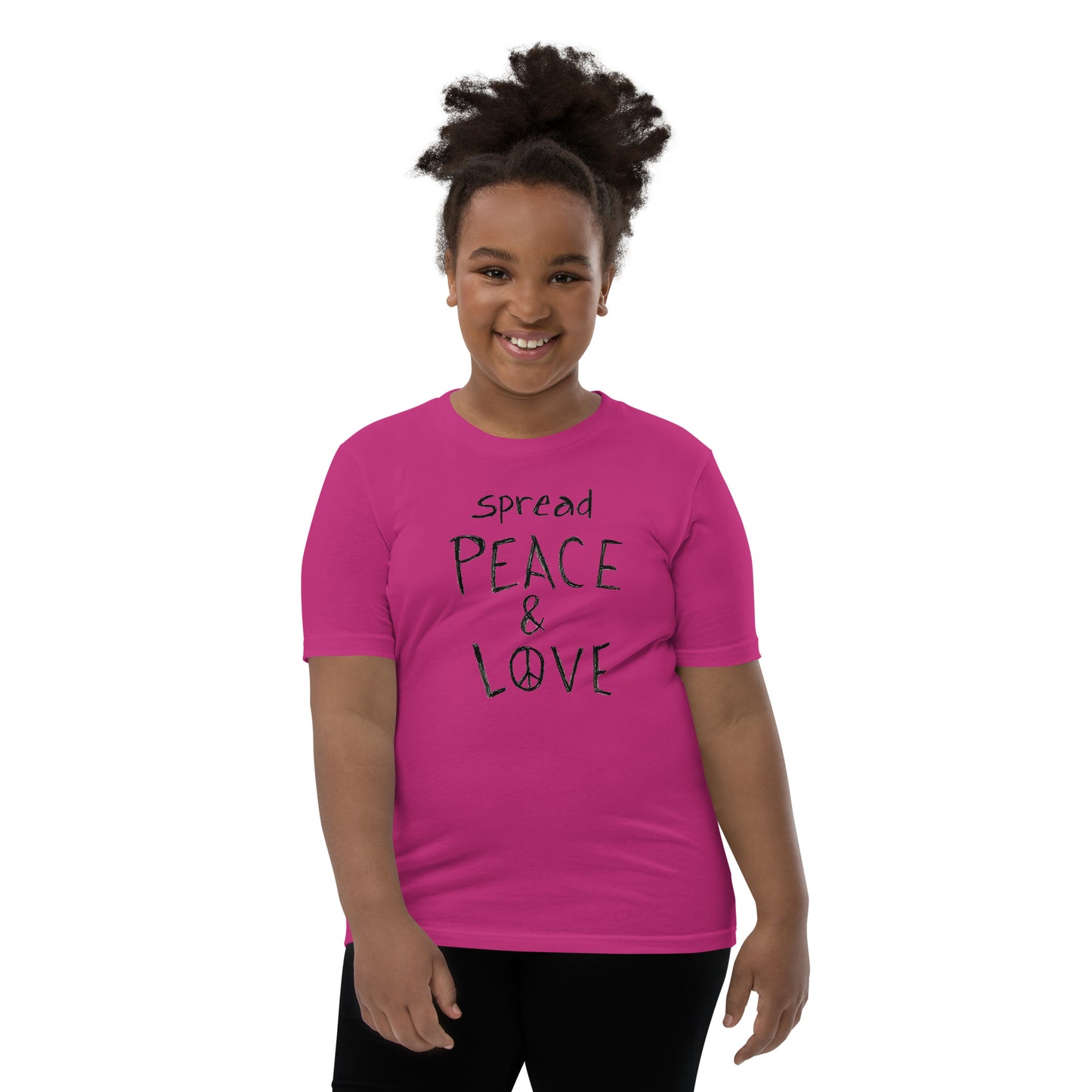 Youth Short Sleeve T-Shirt - Spread Peace & Love - Black Design