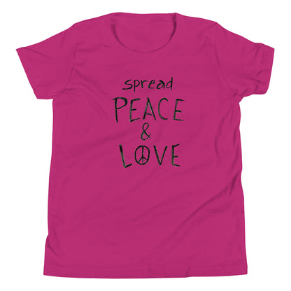 Youth Short Sleeve T-Shirt - Spread Peace & Love - Black Design