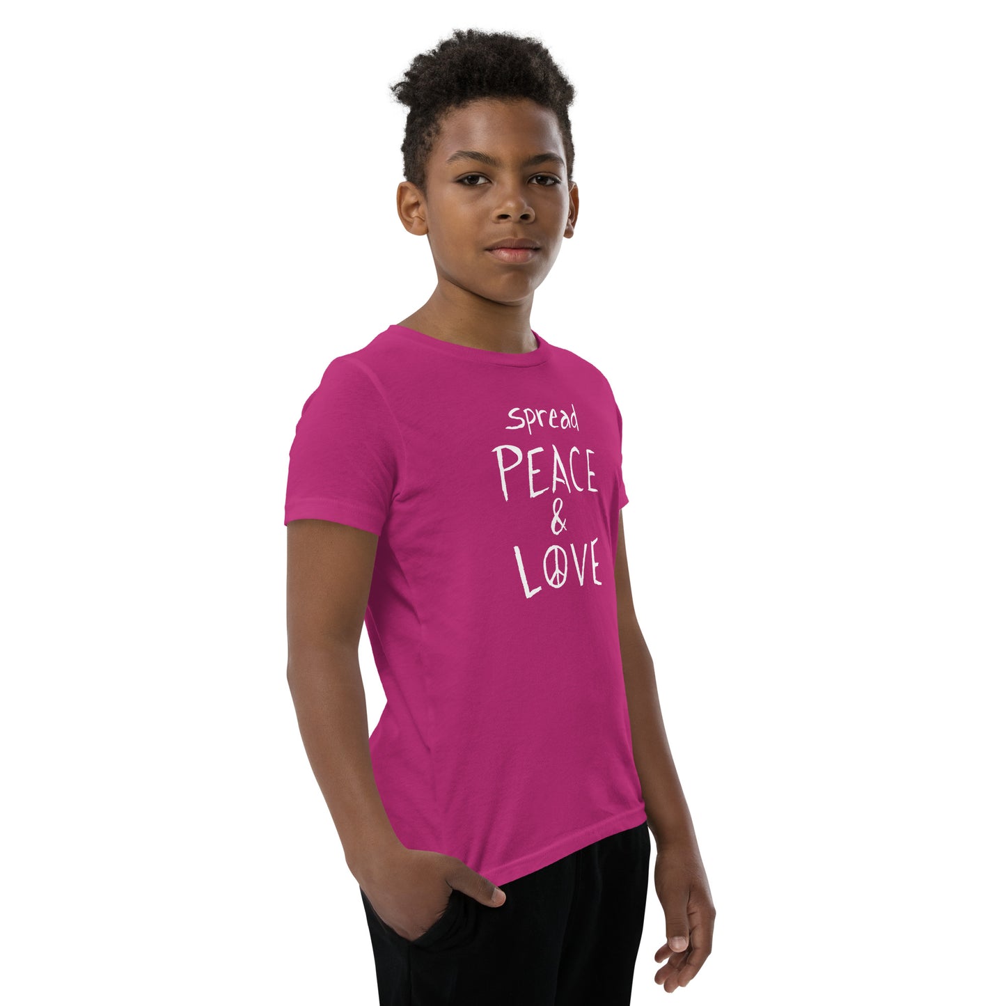 Youth Short Sleeve T-Shirt - Spread Peace & Love - White Design