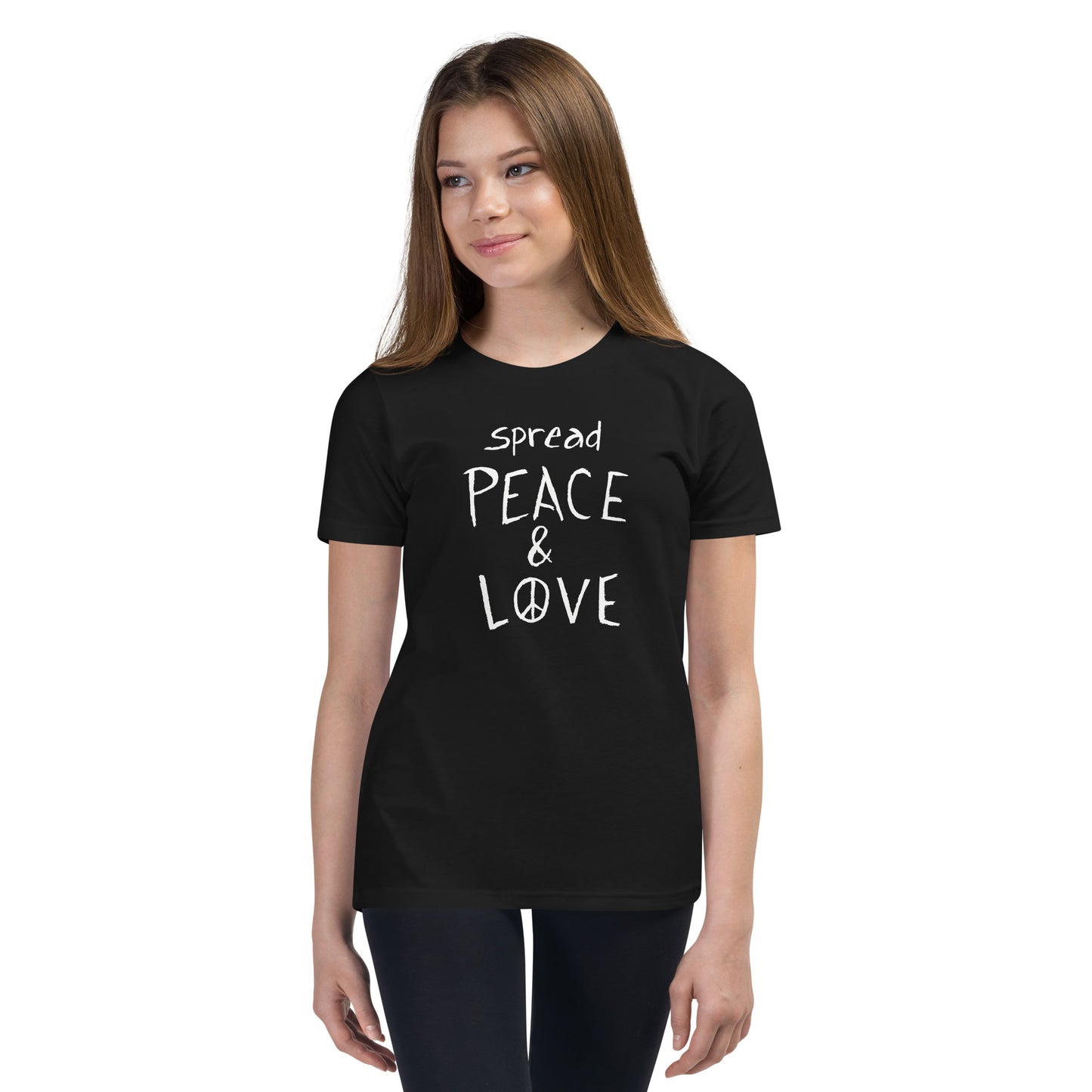 Youth Short Sleeve T-Shirt - Spread Peace & Love - White Design