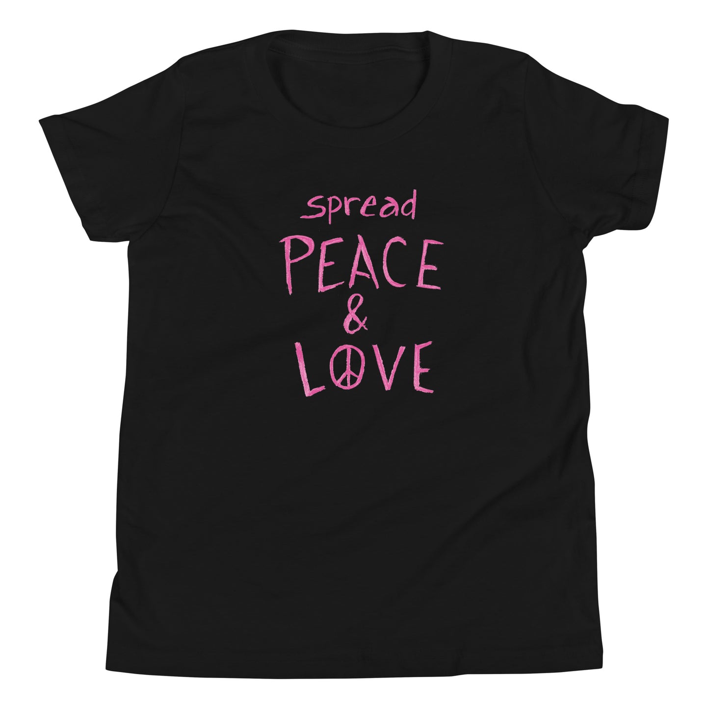 Youth Short Sleeve T-Shirt - Spread Peace & Love - Pink Design