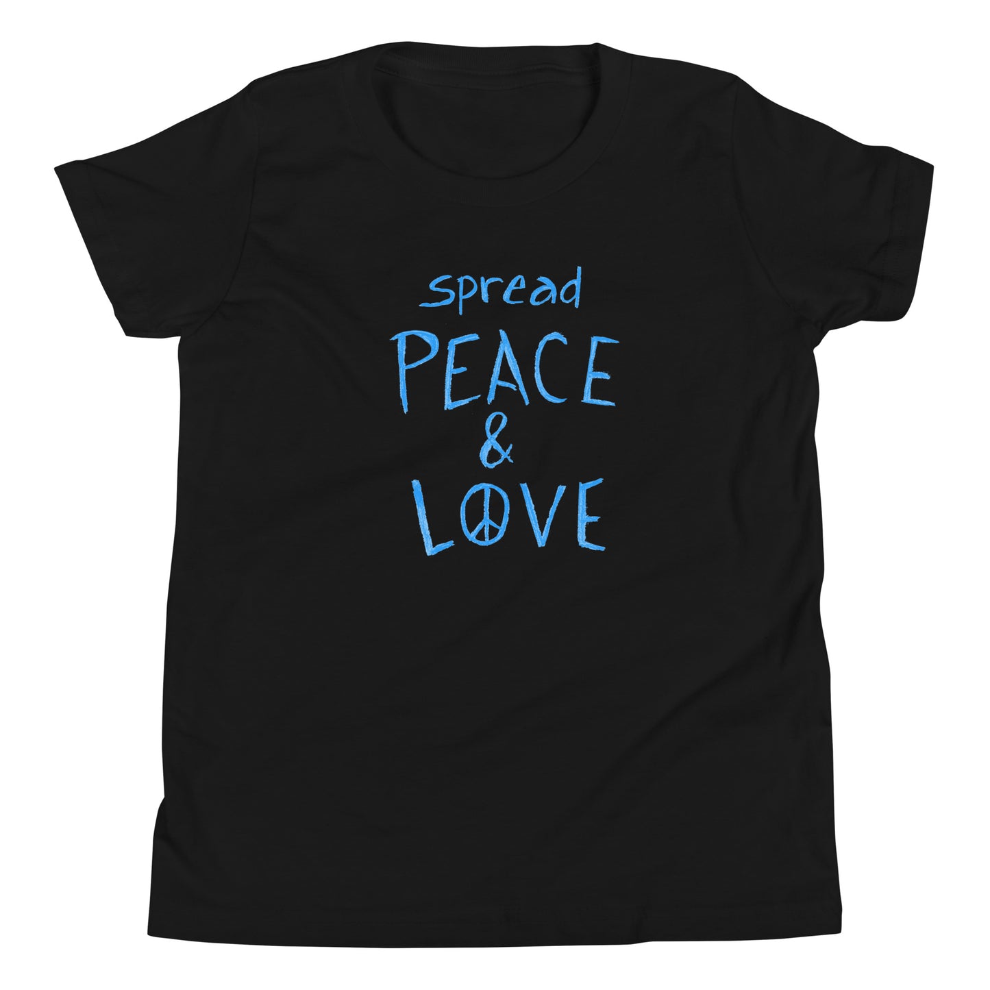 Youth Short Sleeve T-Shirt - Spread Peace & Love - Blue Design