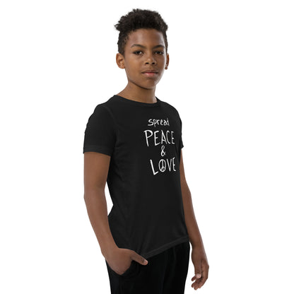 Youth Short Sleeve T-Shirt - Spread Peace & Love - White Design