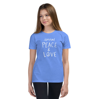 Youth Short Sleeve T-Shirt - Spread Peace & Love - White Design