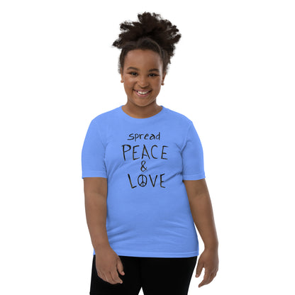 Youth Short Sleeve T-Shirt - Spread Peace & Love - Black Design