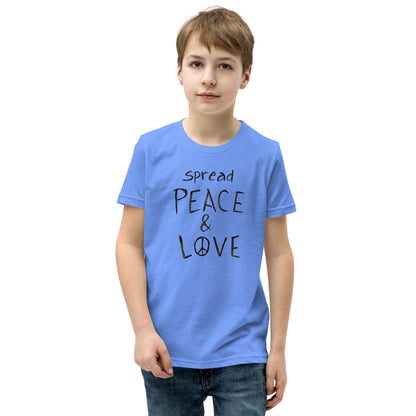 Youth Short Sleeve T-Shirt - Spread Peace & Love - Black Design