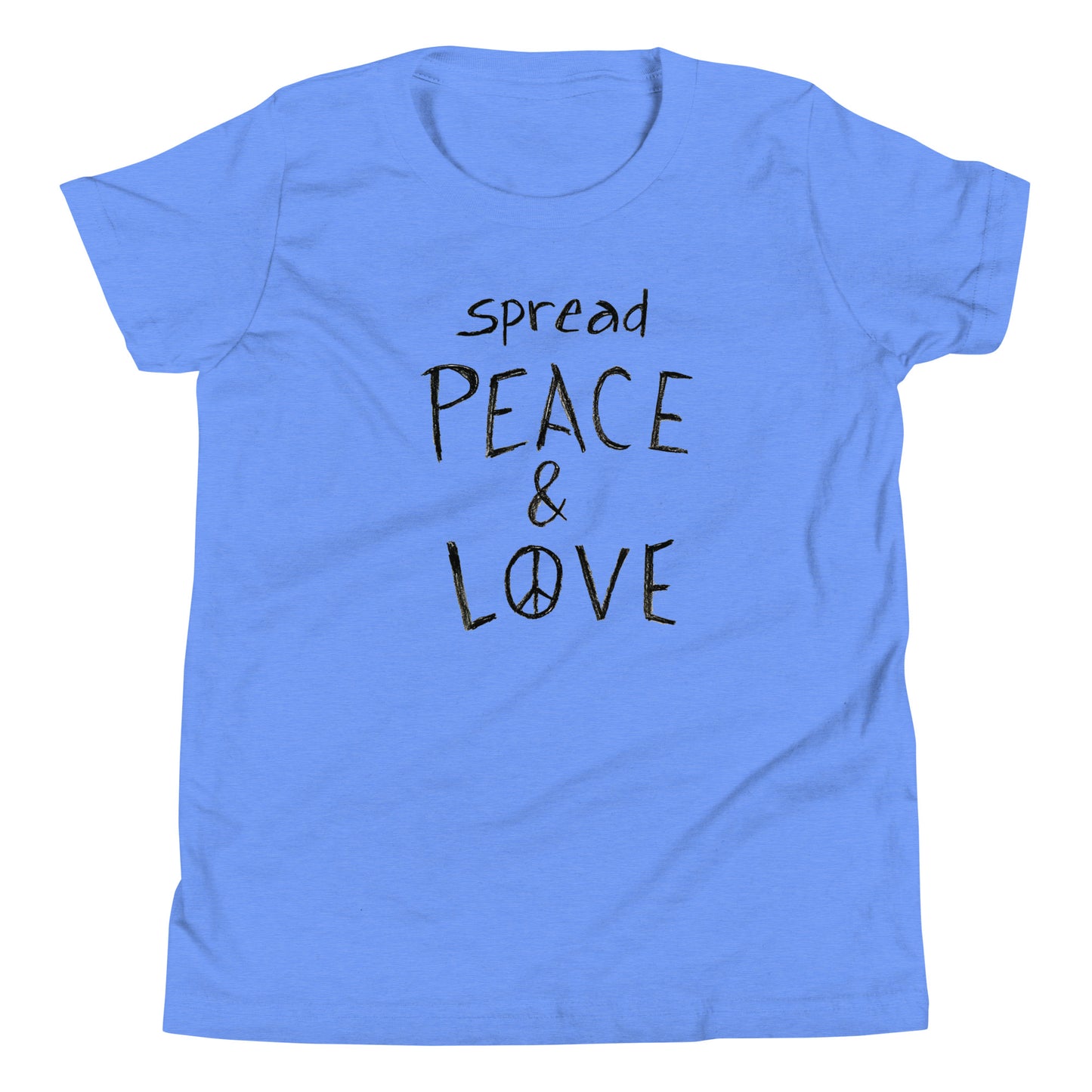 Youth Short Sleeve T-Shirt - Spread Peace & Love - Black Design